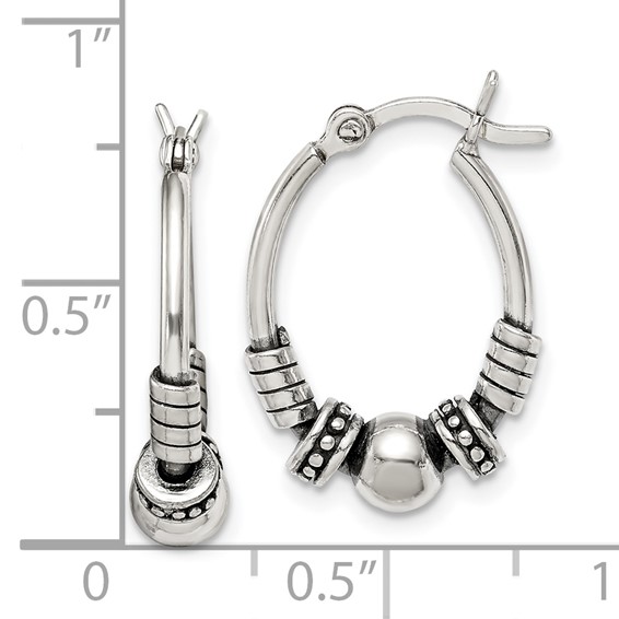 Sterling Silver Antiqued Hoop Earrings