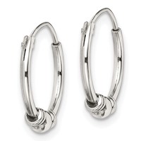 Sterling Silver Antiqued Beaded Endless Hoop Earrings view 2