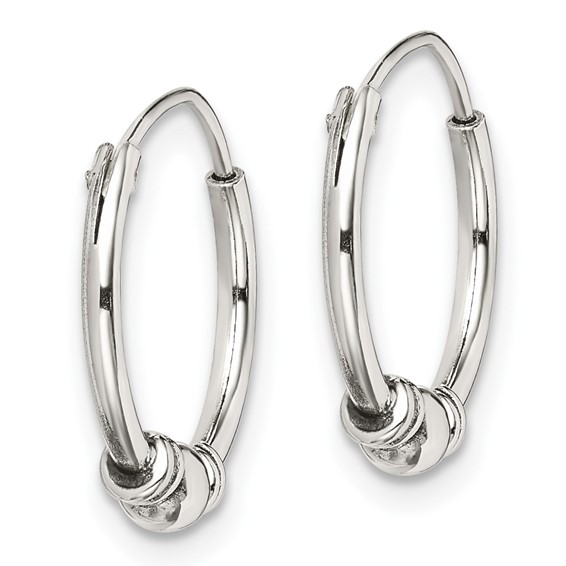 Sterling Silver Antiqued Beaded Endless Hoop Earrings