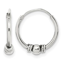 Sterling Silver Antiqued Beaded Endless Hoop Earrings view 1
