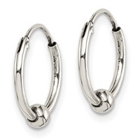 Sterling Silver Antiqued Beaded Endless Hoop Earrings view 2