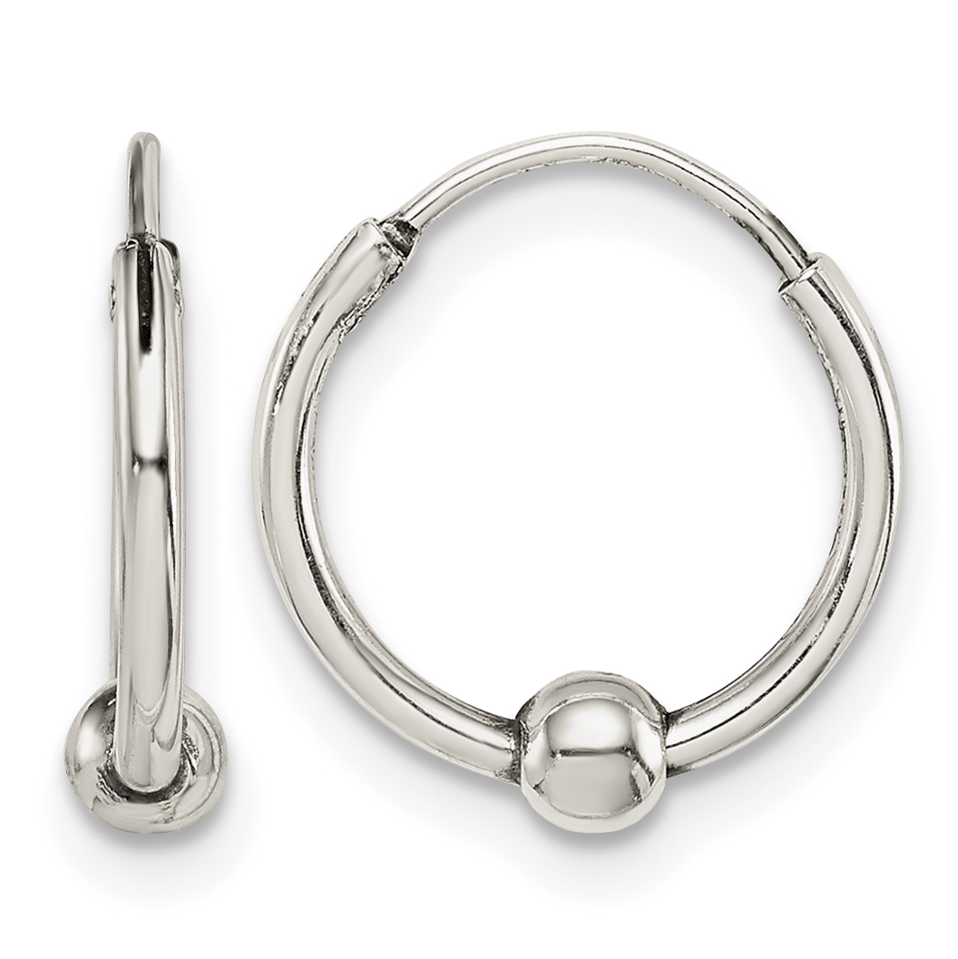 Sterling Silver Antiqued Beaded Endless Hoop Earrings (QE14206)
