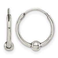 Sterling Silver Antiqued Beaded Endless Hoop Earrings view 1