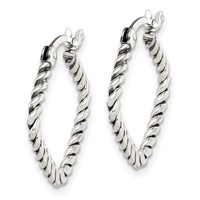 Sterling Silver Antiqued Textured Square Hoop Earrings view 2