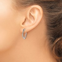 Sterling Silver Antiqued Textured Square Hoop Earrings view 3