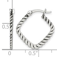 Sterling Silver Antiqued Textured Square Hoop Earrings view 4