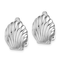 Sterling Silver Rhodium-plated Polished Non-Pierced Shell Earrings view 2