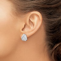 Sterling Silver RH-plated Polished Non-Pierced Woven Triangle Earrings view 3
