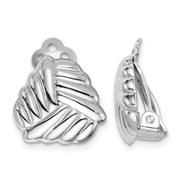 Sterling Silver RH-plated Polished Non-Pierced Woven Triangle Earrings view 1