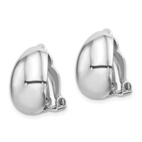 Sterling Silver Rhodium-plated Polished Non-Pierced Oval Earrings view 2