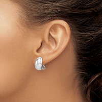 Sterling Silver Rhodium-plated Polished Non-Pierced Oval Earrings view 3