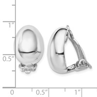 Sterling Silver Rhodium-plated Polished Non-Pierced Oval Earrings view 4