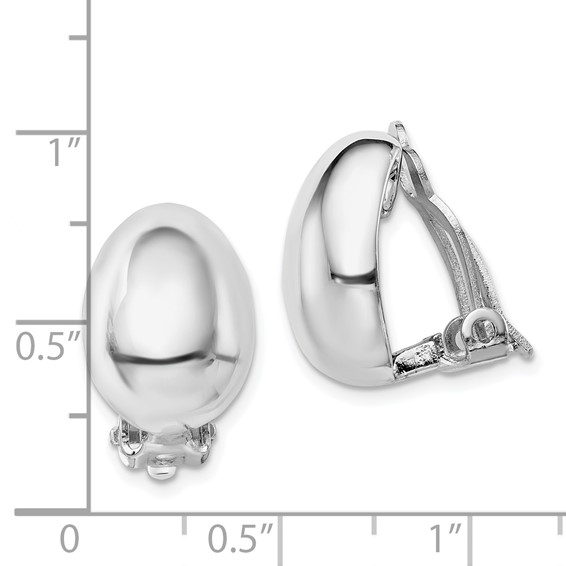 Sterling Silver Rhodium-plated Polished Non-Pierced Oval Earrings