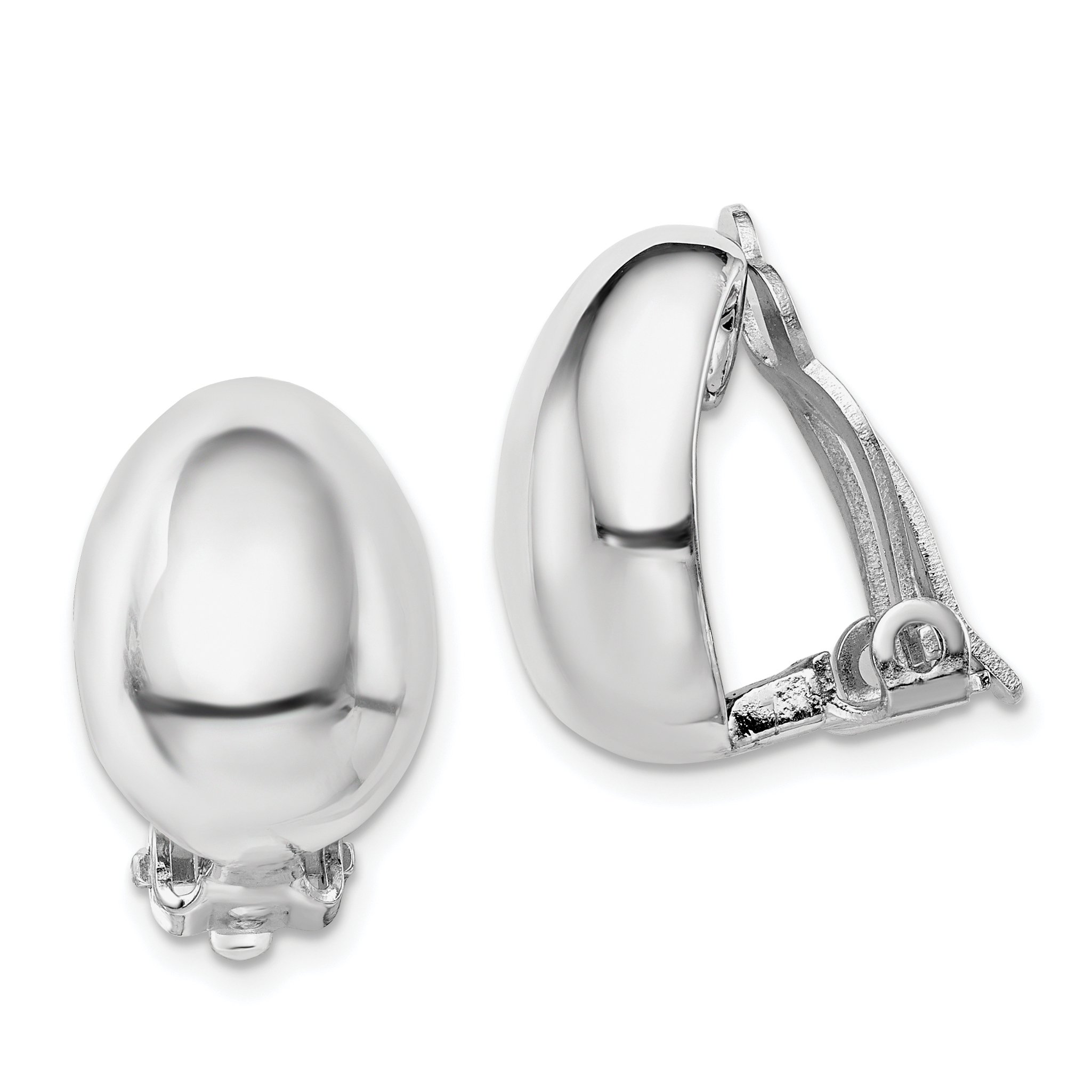 Sterling Silver Rhodium-plated Polished Non-Pierced Oval Earrings (QE14212)