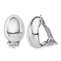 Sterling Silver Rhodium-plated Polished Non-Pierced Oval Earrings view 1