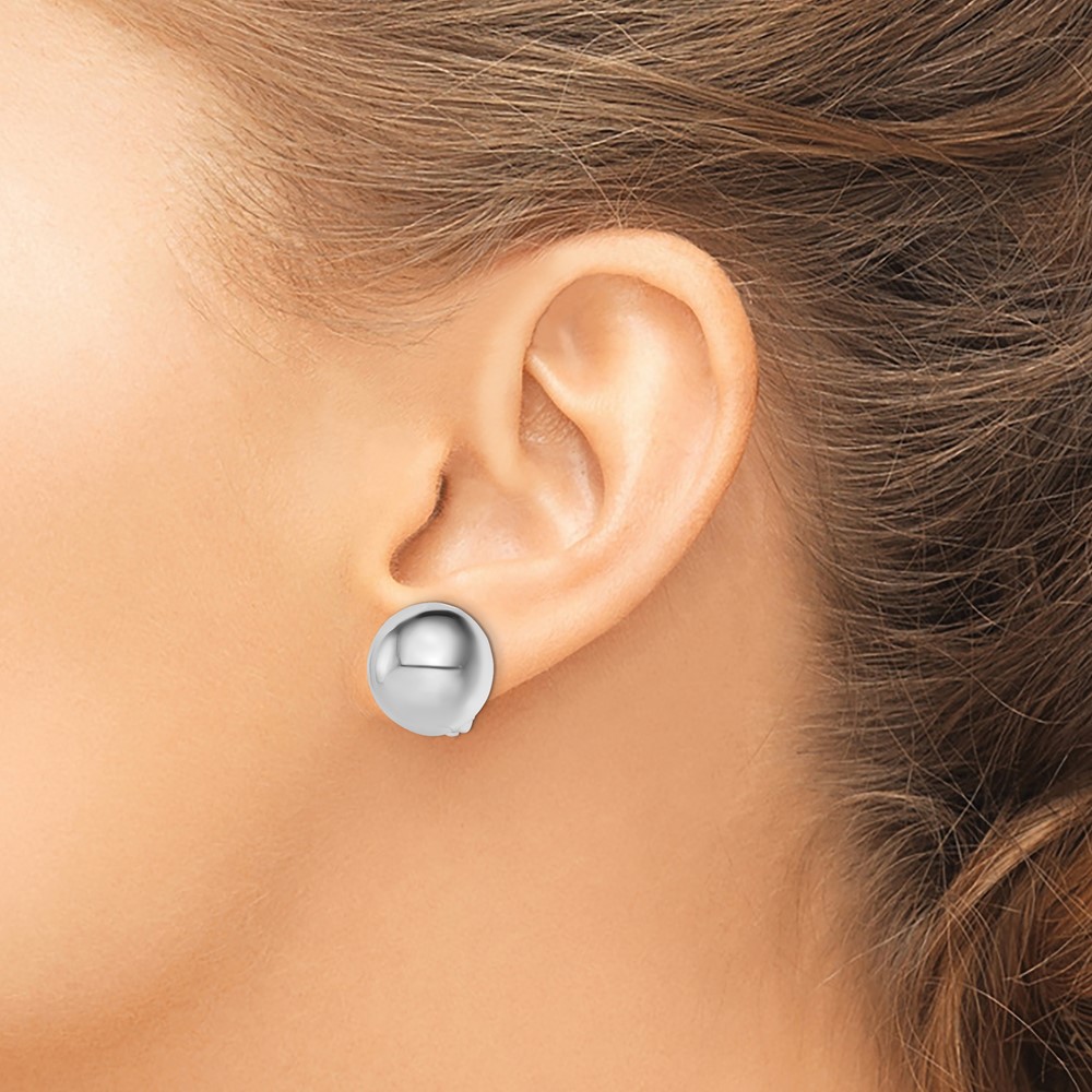 Sterling Silver Rhodium-plated Polished Non-Pierced Circle Earrings (QE14213)