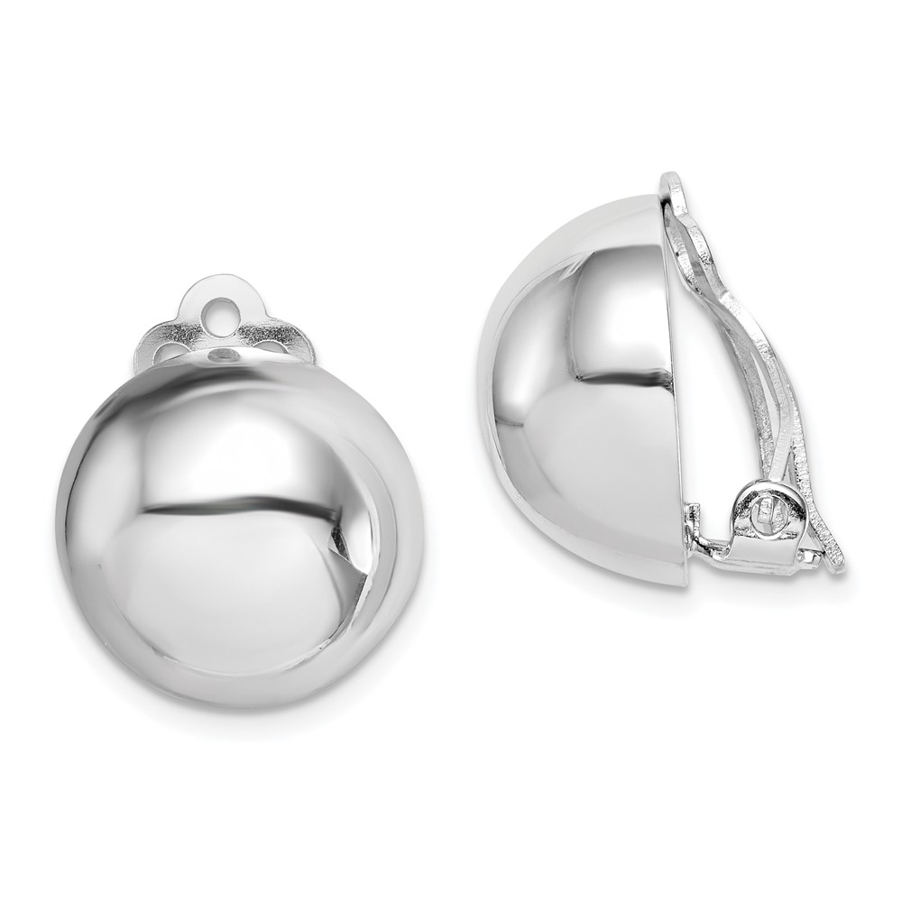 Sterling Silver Rhodium-plated Polished Non-Pierced Circle Earrings (QE14213)