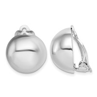 Sterling Silver Rhodium-plated Polished Non-Pierced Circle Earrings view 1