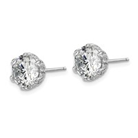 Sterling Silver Rhodium-plated CZ Stud Earrings view 2