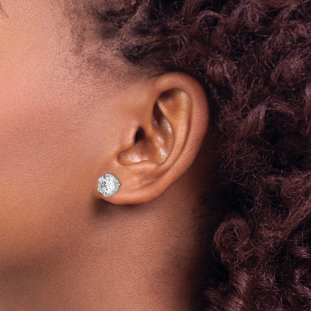 Sterling Silver Rhodium-plated CZ Stud Earrings (QE14214)