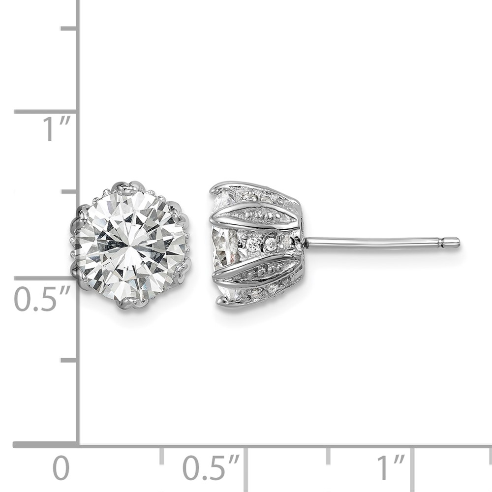 Sterling Silver Rhodium-plated CZ Stud Earrings (QE14214)