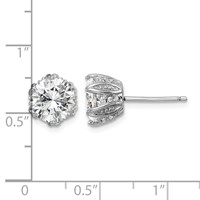 Sterling Silver Rhodium-plated CZ Stud Earrings view 4