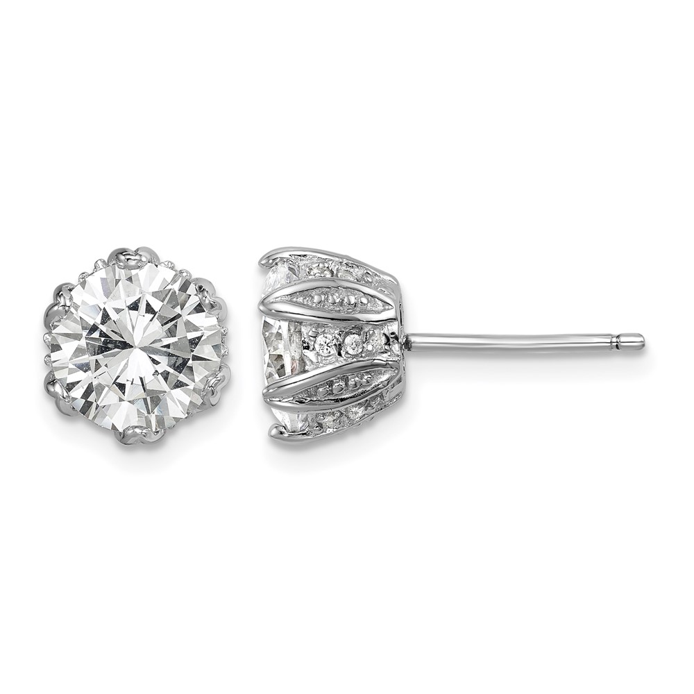 Sterling Silver Rhodium-plated CZ Stud Earrings (QE14214)