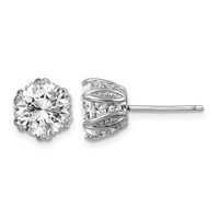 Sterling Silver Rhodium-plated CZ Stud Earrings view 1