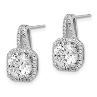 Sterling Silver Rhodium-plated CZ Halo Post Earrings view 2