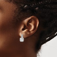 Sterling Silver Rhodium-plated CZ Halo Post Earrings view 3