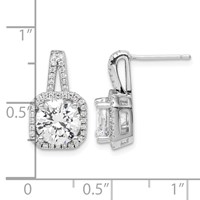 Sterling Silver Rhodium-plated CZ Halo Post Earrings view 4