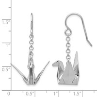 Sterling Silver Rhodium-plated Origami Crane Dangle Earrings view 4