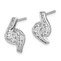 Sterling Silver Rhodium-plated CZ Post Earrings view 2