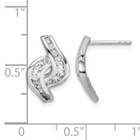 Sterling Silver Rhodium-plated CZ Post Earrings view 4