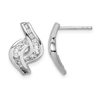 Sterling Silver Rhodium-plated CZ Post Earrings view 1