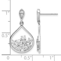 Sterling Silver Rhodium Plated CZ Dangle Earrings view 4