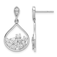 Sterling Silver Rhodium Plated CZ Dangle Earrings view 1
