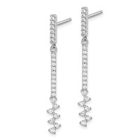 Sterling Silver Rhodium Plated CZ Dangle Earrings view 2