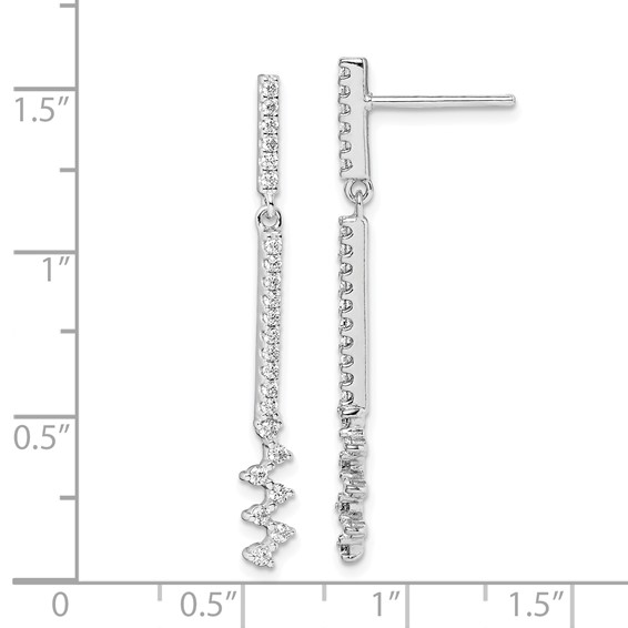 Sterling Silver Rhodium Plated CZ Dangle Earrings