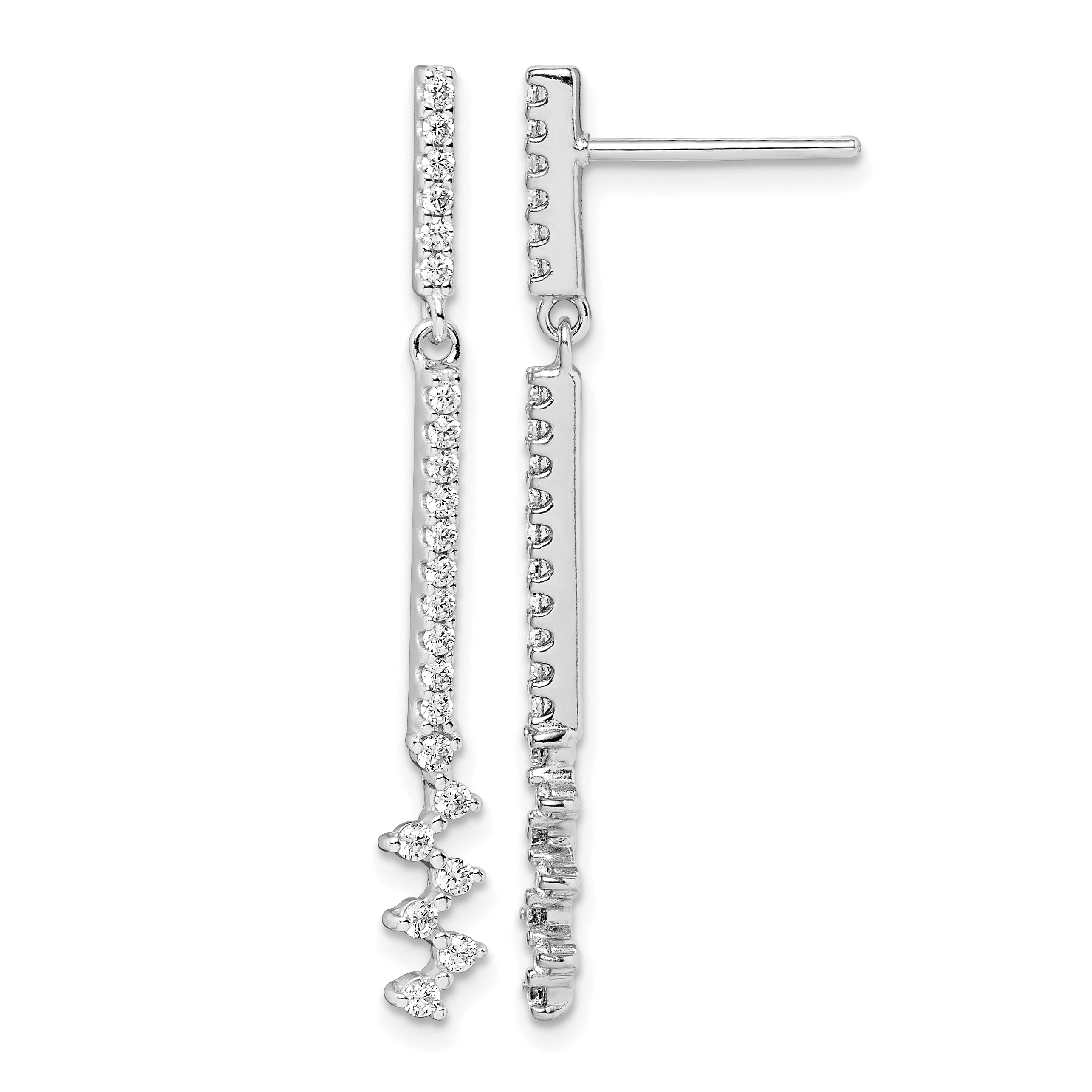 Sterling Silver Rhodium Plated CZ Dangle Earrings (QE14242)