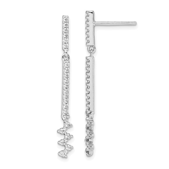 Sterling Silver Rhodium Plated CZ Dangle Earrings