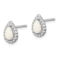 Sterling Silver Lab Created Opal Post Earrings view 2