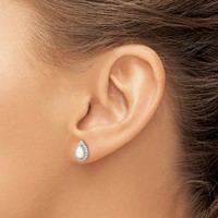 Sterling Silver Lab Created Opal Post Earrings view 3