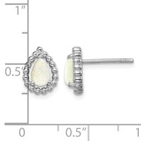 Sterling Silver Lab Created Opal Post Earrings view 4