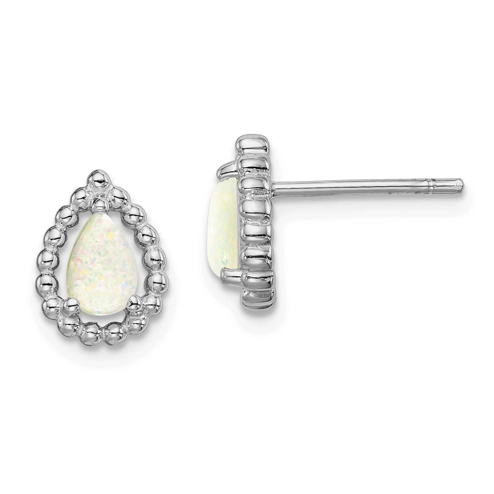 Sterling Silver Lab Created Opal Post Earrings (QE14253)