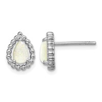 Sterling Silver Lab Created Opal Post Earrings view 1