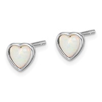 Sterling Silver Rhodium Plated Lab Created Opal Post Earrings view 2