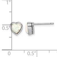 Sterling Silver Rhodium Plated Lab Created Opal Post Earrings view 4