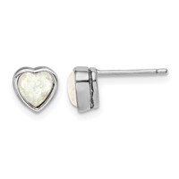 Sterling Silver Rhodium Plated Lab Created Opal Post Earrings view 1