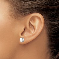 Sterling Silver Rhodium-plated 6mm Oval Created Opal Post Earrings view 3